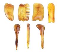 WRITWAA 7 Piezas Herramientas de Masaje Gua Tablero de Raspado Facial y Corporal Efecto Antienvejecimiento y Antiarrugas Material para Masajes Relajantes y