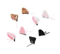 WRITWAA 8 pares Horquillas con Orejas de Gato y Campanilla Clips de Pelo para Cosplay Lolita Accesorio para Halloween Negro Rosa y para Disfraz y Fiestas