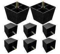WRITWAA 8 Patas cuadradas para Mesa con Perno roscado - 8 cm/3" Patas de Soporte de plástico para gabinetes de Cocina - Deslizadores de Soporte de Altura Ajustable para gabinetes de Escritorio,