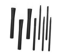 WRITWAA 8 Piezas juego de brochas de maquillaje aplicador de de silicona cepillo de cepillo de máscara de crema cepillo para facial tubo de aluminio Negro