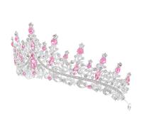 WRITWAA Accesorio Para El Cabello Tocado De Novia Diadema De Tiara De Boda Trajes De Cumpleaños Para Mujeres Coronas De Cumpleaños Para Mujer Tiara Aleación De Zinc Rosa
