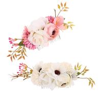 WRITWAA Accesorios Cabello de Boda Flores Artificiales, Conjunto de 2 Peinetas en Tonos Neutros, Ideales para Damas y Eventos al Aire Libre