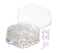 WRITWAA Adornos para Uñas Gemas y Dijes de Gel, Caja 1 Unidad, Tamaño Pequeño, Diseño de Lazo Holográfico Iridiscente, para Manicura Mujer en Salones y Uso Diario