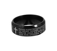 WRITWAA anillo biblia anillo de acero inoxidable católico tachuelas s banda de boda de los hombres fe joyas de biblicos para hombres aleación Black