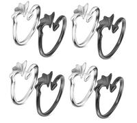 WRITWAA Anillos Ajustables Para Parejas Diseño Ángel Y Demonio De Aleación Plateada Y Joyería Romántica Para Mujer Y Hombre 2 Piezas X 4