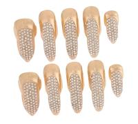 WRITWAA Anillos De Garra De Uñas Gemas De Imitación 10 Piezas Tamaños Pequeño, Mediano y Grande, Accesorio Punki Para Cosplay y Fiestas, Color Rosa Dorado Vintage