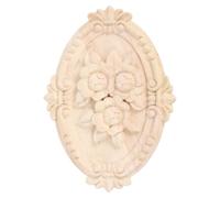 WRITWAA Aplique Decorativo de Madera Tallada para Muebles 13x9 Cm, Diseño Ovalado Rosa, Incrustación Artesanal para Puerta y Decoración Diy, Adorno Resistente para Armarios y Tocadores