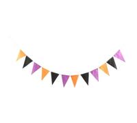 WRITWAA Banner Colgante de Tela para Decoración de Halloween, Banderines Triangulares para Fiesta, Adecuado para Comedor y Tienda, Diseño Impresionante y Colgante