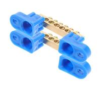 WRITWAA Barras Colectoras de Cobre para Puesta a Tierra 2 Piezas 6 Terminales 6X9 MM Color Azul Bloque de Terminales de Tierra para Caja de Distribución Kit de Conexión Eléctrica