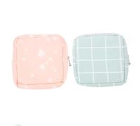 WRITWAA Bolsa De Almacenamiento Toallas Sanitarias con Niñas Y Adolescentes Organizador De Compresas Multifuncional Monedas Y Tarjetas Color Y Cuadros 2 Piezas X 4