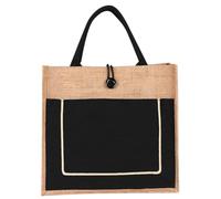 WRITWAA Bolsa de Lino Gran Capacidad Reutilizable Retro Negra Resistente y No se Deforma para Compras y Fiestas Adecuado para Uso Diario y Viajes Casuales