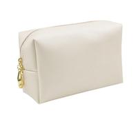 WRITWAA Bolsa de Maquillaje Cuadrada Pequeña para Mujer, Material PU Patrón Cruzado, Color Dorado Conchas, Gran Capacidad, Bolso de Cosméticos Práctico para Viajes y Organización Diaria