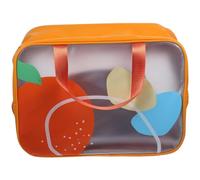 WRITWAA Bolsa Ventana Transparente y Cremallera, Naranja | Doble Capa, Apertura Amplia y Asas Portátiles, para Toallas Húmedas y Artículos de Aseo en Viaje