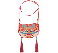 WRITWAA Bolso Bandolera Bordado Diseño de Dragón Rojo, Estilo Antiguo Chino, Poliéster Delicado y Elegante para Mujeres en Ocasiones Diarias y Año del Dragón