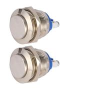 WRITWAA Botón Metálico Pulsador Momentáneo 19 MM Acero Inoxidable 2 Unidades Resistente al Agua para Control Eléctrico Industrial y Timbre Exterior