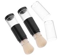 WRITWAA Brocha de Maquillaje de Viaje Recargable 2 Piezas con Botella Integrada, Cabezal de Fibra Color Beige y Aplicación para Polvos Sueltos, Base y Rubor Portátil