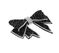 WRITWAA Broche de Pajarita para Dama Gemas de Imitación, Lazo Negro Preatado, Accesorio Vintage para Cuello de Camisa, Adecuado para Bodas, Fiestas y Uso Diario