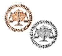WRITWAA Broche de Solapa de Metal Balanza de Justicia para Abogados y Jueces Pack 2 Piezas en Color Dorado y Plateado Accesorio Legal para Traje y Uniforme Profesional