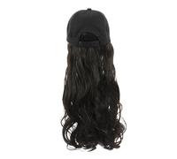 WRITWAA Cabello Largo y Rizado Sobre La Gorra Golpes Extensión Del Cabello Peluca Ondulado Ola Marrón Extensiones De Cabello Accesorios Para El Cabello Negro Alambre De Alta Temperatura