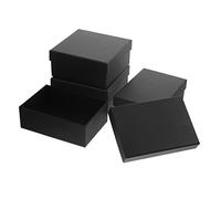 WRITWAA Caja De 4 Piezas Caja De Envolver Cajas Boda Cuadrado Negro Largo Fiesta Cajas De Multifuncionales Cajas De Portátiles Cajas De Negras Papel Black