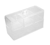 WRITWAA Caja De Almacenamiento a Prueba De Polvo Ranura Caso Almohadilla Baño Cosmético Titulares Organizador De Maquillaje a Prueba De Polvo Pequeño Torunda Dispensador El Plastico
