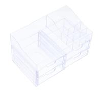 WRITWAA Caja De Almacenamiento De Cosméticos Caso Estuche De Maquillaje Cajón Rosa Organizadores De Cajones Para Maquillaje Calzoncillos Encimera Transparent Material De Abdominales