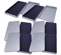 WRITWAA Caja de Almacenamiento de Hojalata Plateada 170x90x15 Mm Espuma para Pantalla de Vidrio Templado, Estuche Metálico Multifuncional Tapa Plana, Set de 6 Unidades para Organización