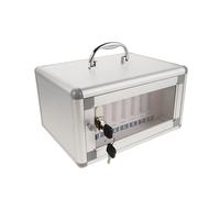 WRITWAA Caja de Seguridad para Teléfono Celular con Cerradura 8 Ranuras Estructura de Aleación de Aluminio Transparente y Portátil con Asa Almacenamiento Seguro para Aula y Oficina