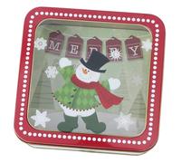 WRITWAA Caja para Guardar Dulces Navideños de Hojalata Ventana, Caja de Embalaje Cuadrada para Regalos y Decoraciones de Navidad