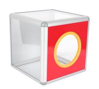 WRITWAA Caja Transparente para Rifas y Donaciones Urna de Acrílico Borde de Aleación de Aluminio Tamaño Mediano 25 CM Multifuncional para Almacenamiento y Recaudación de Fondos