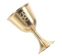 WRITWAA Cáliz de Altar Grande de Latón Pentagrama Vaso Metálico para Licor Copa Medieval para Rituales Paganos y Ceremonias Wiccanas Copa de Vino Retro para Altar y Decoración