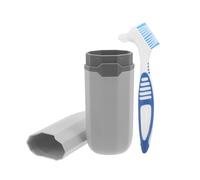 WRITWAA Cepillo de Dientes para Limpieza de Postizas Estuche de Viaje para Aparatos Dentales Cepillo para Ferula Dental Limpiador Protesis Dental Cuidado Bucal