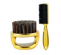 WRITWAA Cepillo para Cuello y Barba 2 Piezas Tamaño Estándar Cerdas Suaves para Hombres Herramienta Limpiadora Barbería Cuidado Facial Ergonómico Anillo para Precisión Profesional