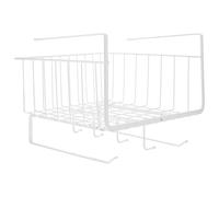 WRITWAA Cesta Colgante de Acero al Carbono para Almacenamiento Debajo del Gabinete Organizador Multifuncional Blanco Cesta para Cocina Oficina y Escritorio Estante Resistente y