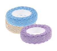 WRITWAA Cinta de Encaje Autoadhesiva para Manualidades 3 Piezas Lavanda Claro Marfil Azul de Tela Patrón Decorativo para Scrapbooking Tarjetas y Decoración DIY