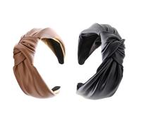 WRITWAA Cinta de Pelo Mujer Nudo para Yoga y Maquillaje, Diadema PU Tejido Cutáneo, Tocados Cabello, 2 piezas, Limpieza Facial