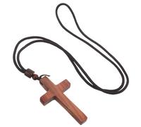 WRITWAA Collar de Cruz Cristiana de Madera de Sándalo Sanguíneo Colgante Vintage para Hombre y Mujer Accesorio de Joyería de Iglesia Ligero y Símbolo de Fe para Pascua y Eventos