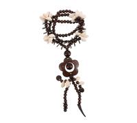 WRITWAA Collar Mujer Bisutería Con Cuentas Madera y Colgante Flor De Collar Étnico Bohemio Hecho Mano Ligero y Cómodo Para Uso Diario y Look Playa Natural