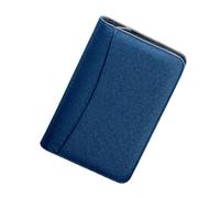 WRITWAA Cuaderno A6 con Cremallera y Calculadora, Funda de Cuero Sintético Azul Marino, Diseño Práctico para Oficina y Negocios, Tamaño Compacto y Funcional