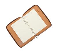 WRITWAA Cuaderno Empresarial A5 con Cremallera Bloc de Notas Compacto de Oficina Cuaderno de Planes Marrón para Escritura Diaria y Organización de Horarios para Estudiantes y