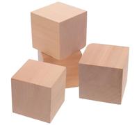 WRITWAA Cubos Cuadrados de Madera sin Tratar 4 Unidades 6 CM Color Natural para Creación Artística y Juegos Educativos