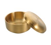 WRITWAA Cuenco de Afeitado para Hombres de Acero Inoxidable 14 CM Doble Pared con Tapa Dorada Soporte para Jabón de Afeitar Reutilizable y Portátil Tazón de Viaje Higiénico para Crema y