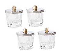 WRITWAA Cuenco para Polvo Acrílico para Uñas Tapa, 4 Unidades, Tamaño Mediano, Vidrio Transparente, para Manicura y Decoración de Uñas, Recipiente Antidesbordamiento, Uso Profesional de Salón