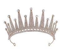 WRITWAA De De Imitación Coronas De Novia Tocado De Perlas Accesorios Para El Cabello De Boda De Perlas Coronas De Princesa Aleación De Zinc Golden