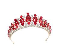 WRITWAA de Novia Barroca con Pedrería Brillante Diadema Ligera y Ergonómica para Bodas y Sesiones Fotográficas Accesorio Nupcial Elegante Rojo para Novias y Princesas