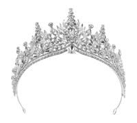 WRITWAA de reina para mujer - Tiaras de boda barrocas - Diadema real con diamantes de imitación - Accesorios para el cabello para graduación, cumpleaños, boda, desfile, traje de novia plateado