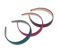 WRITWAA Diadema Ancha Lisa 3 Piezas para Niñas Colores Sólidos (verde Oscuro, Rojo Vino, Marrón) Banda Pelo Tela Resistente Uso Diario y Fiestas