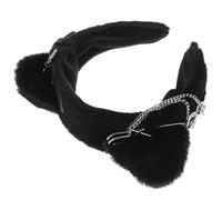 WRITWAA diadema con orejas de gato accesorios gato de Halloween Hola Venda banda para la cabeza con orejas de gato cabello diademas de animales favores de fiesta de gato Felpa Black