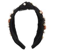 WRITWAA Diadema de Baloncesto Retro Cristales y Nudo Accesorio Divertido para Día de Partido Diadema de Perlas para Mujer