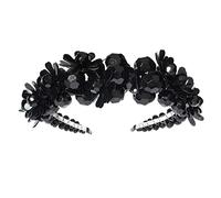 WRITWAA Diadema De Brillantes Con Cuentas Para Mujer Accesorio De Pelo Fashionable Para Bodas y Fiestas Negro